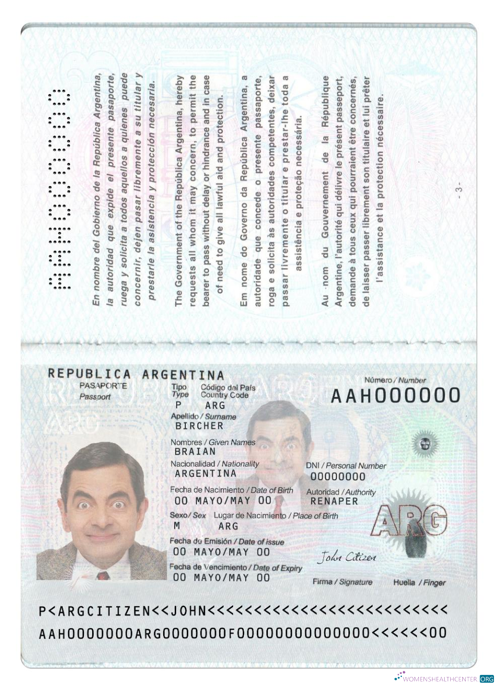 Download Argentina new passport 2022 present Photoshop template